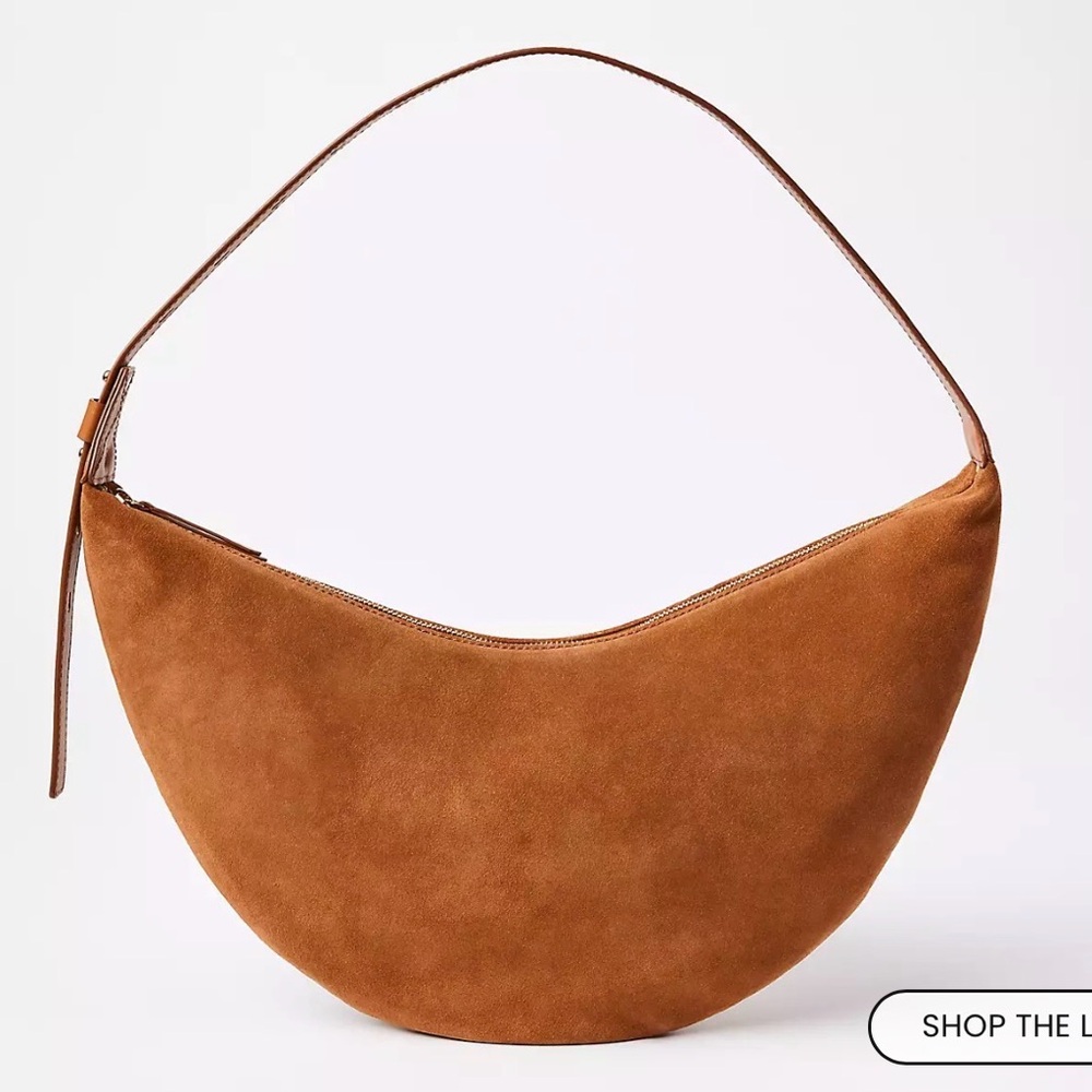 LOFT Brown Suede Arc Hobo Bag